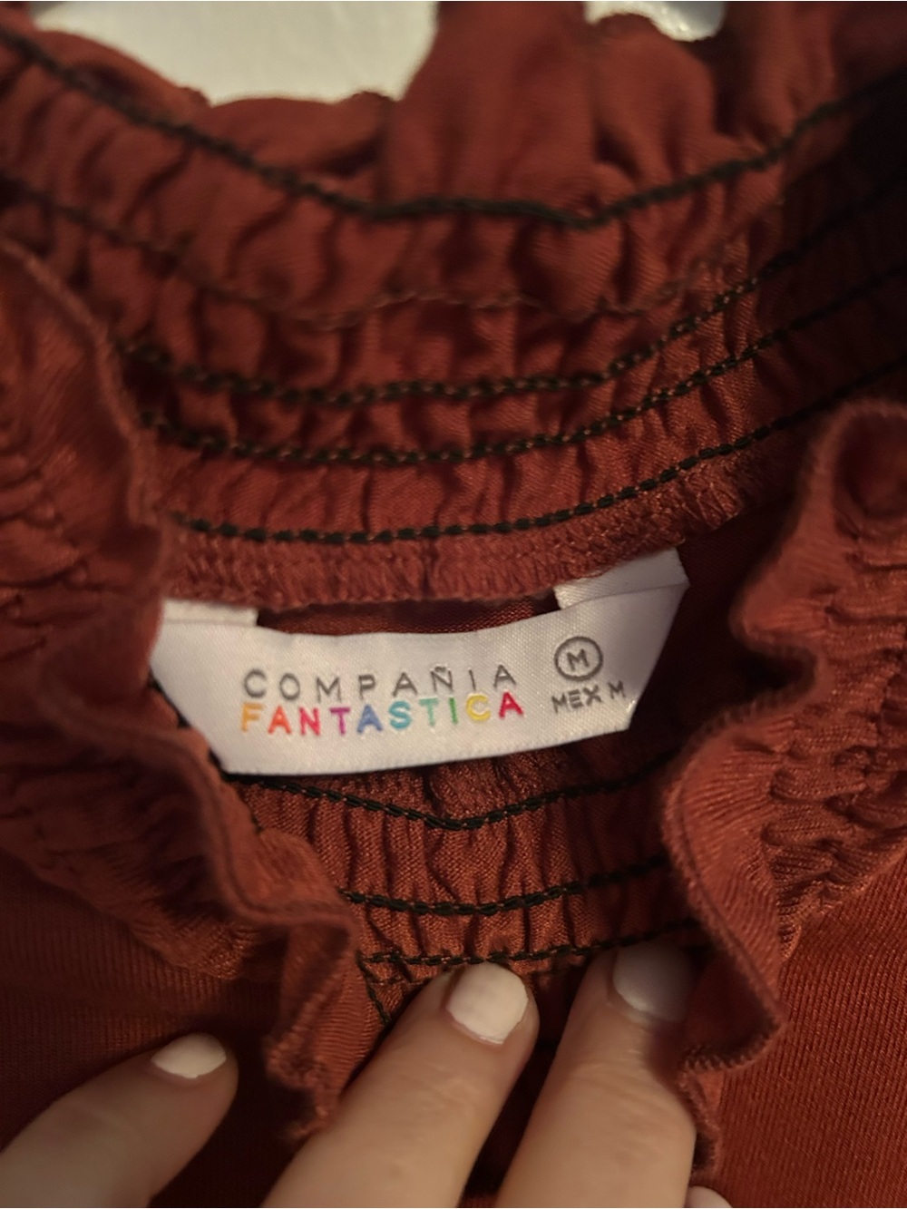 Compañía Fantástica Rust Smocked Neck Blouse - Women's